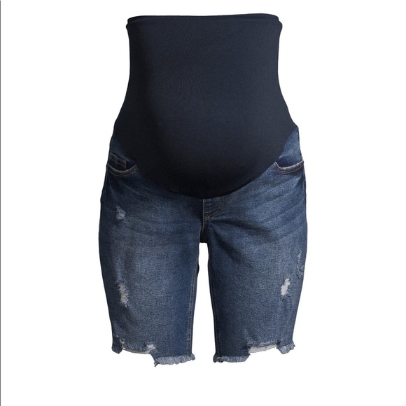 Maternity Denim Bermuda Shorts with Full Panel - Picture 2 of 6